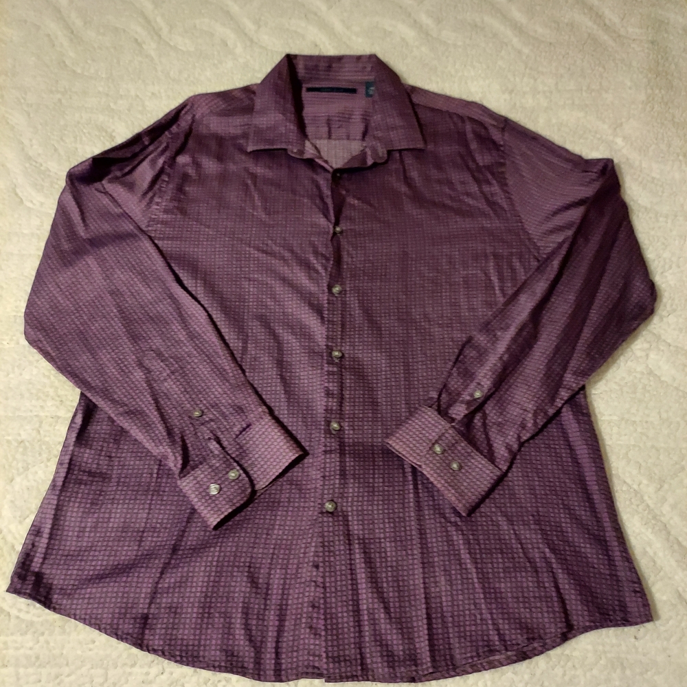 Perry Ellis Men's Casual Purple Button Down Shirt